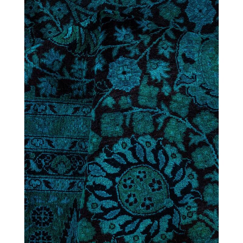 Overton Hand Knotted Wool Vintage Inspired Modern Contemporary Overdyed Blue Area Rug - 10' 1" x 13' 10"