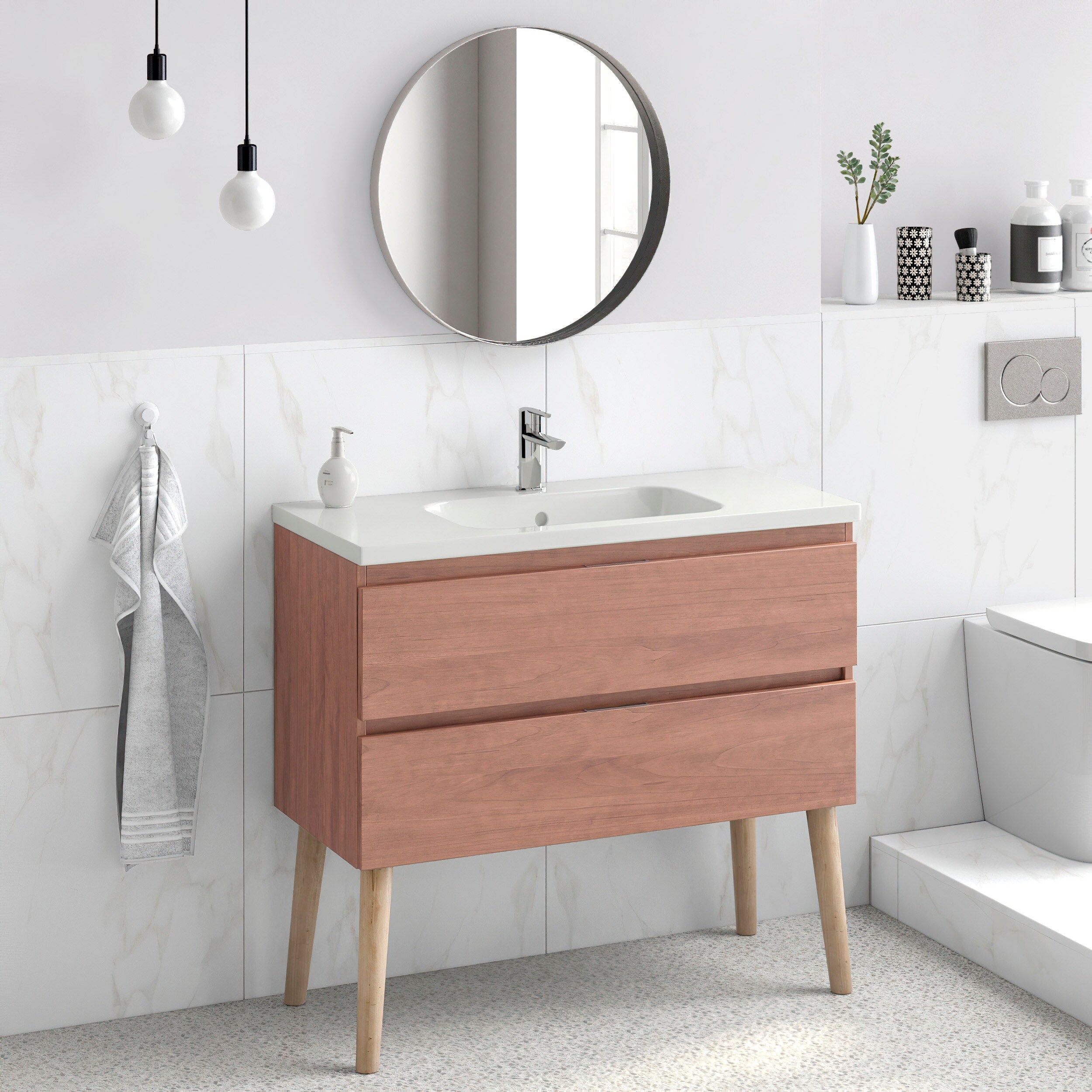 Shop Black Friday Deals On 40 Bathroom Vanity Cabinet Sink Legs Seattle W40 X H35 X D18 In Wf101 Suede Oak On Sale Overstock 31946023
