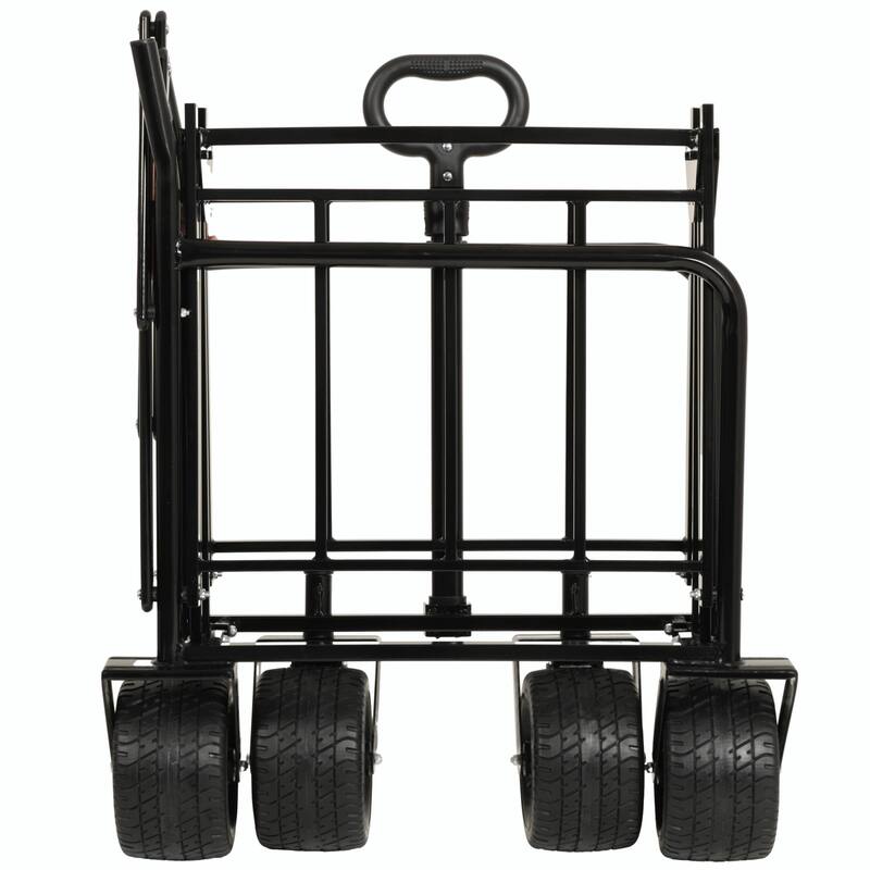 3-in-1 Convertible Folding Wagon Cart with Bench Seat & Storage - 500lbs Heavy-Duty Utility Wagon, 180L Capacity