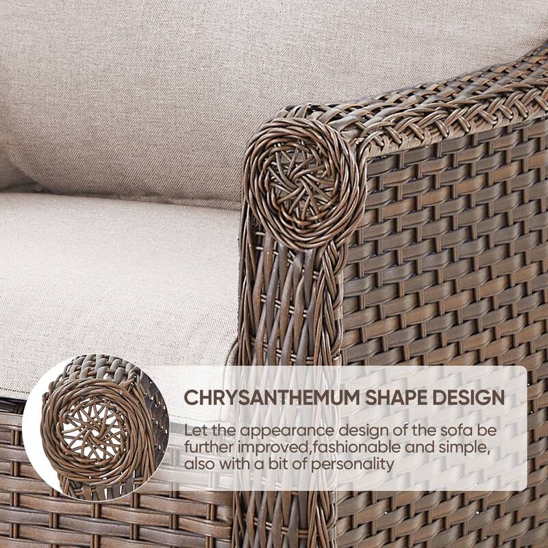 Gymojoy Premium Outdoor 3-Seat Wicker Sofa with Comfortable Cushions