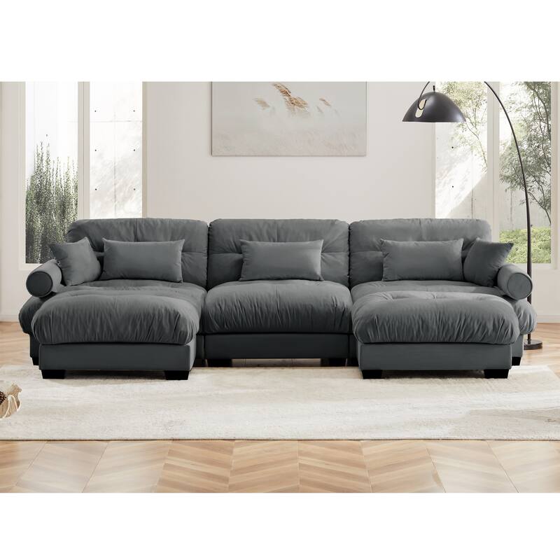 Convertible Modular Couch 130" U Shaped Sectional Sofa with 2 Ottomans