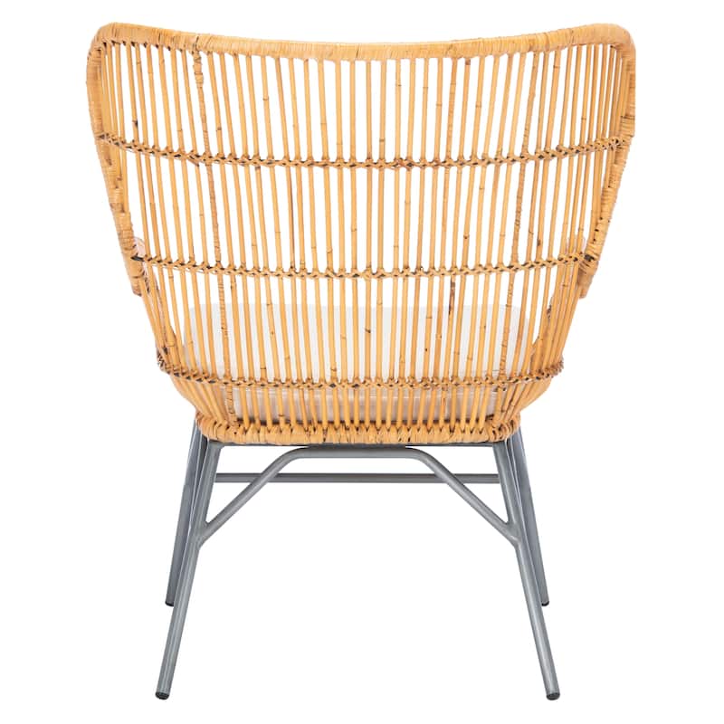 SAFAVIEH Norah Rattan Accent Chair with Cushion - 28.4" W x 25.2" L x 34.3" H - 28Wx25Dx34H