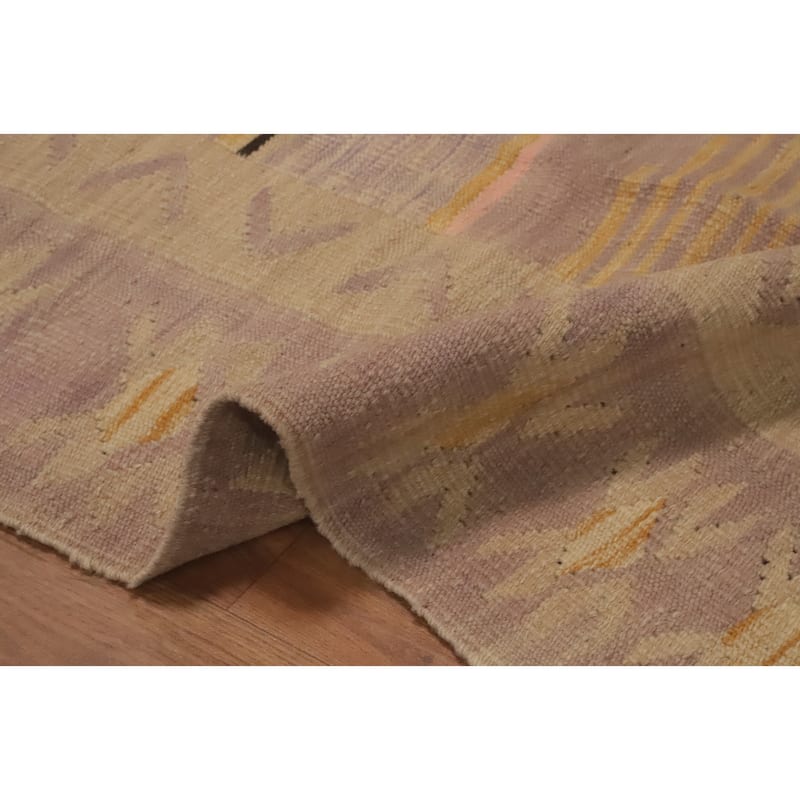 Hand Woven Oriental 100% Wool Carpet Southwestern Tribal Purples Kilim Area Rug - 7' 11'' X 5' 2''
