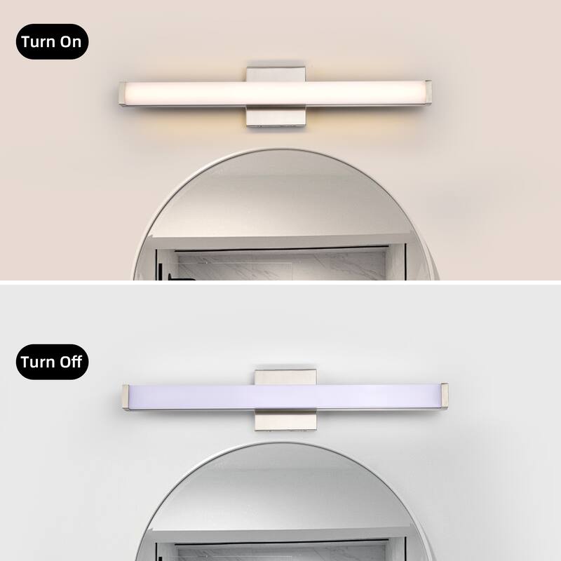 Modern Integrated LED Vanity Light Bar - 6 Variants (24in/30in, Matte Black/Brushed Nickel/Gold), 3000K, Damp Rated for Bathroom