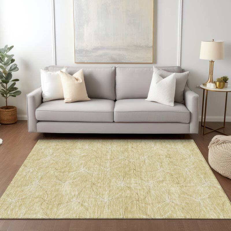 Machine Washable Indoor/ Outdoor Abstract Contemporary Chantille Rug