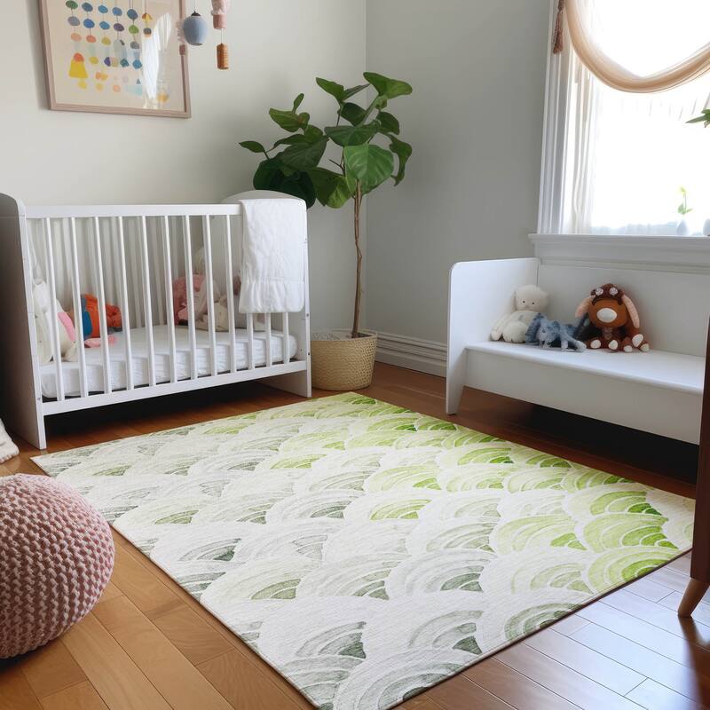 Premium Washable Super Soft Modern Sunrise Mayfield Rug - Green - 9' x 12' - Rectangle