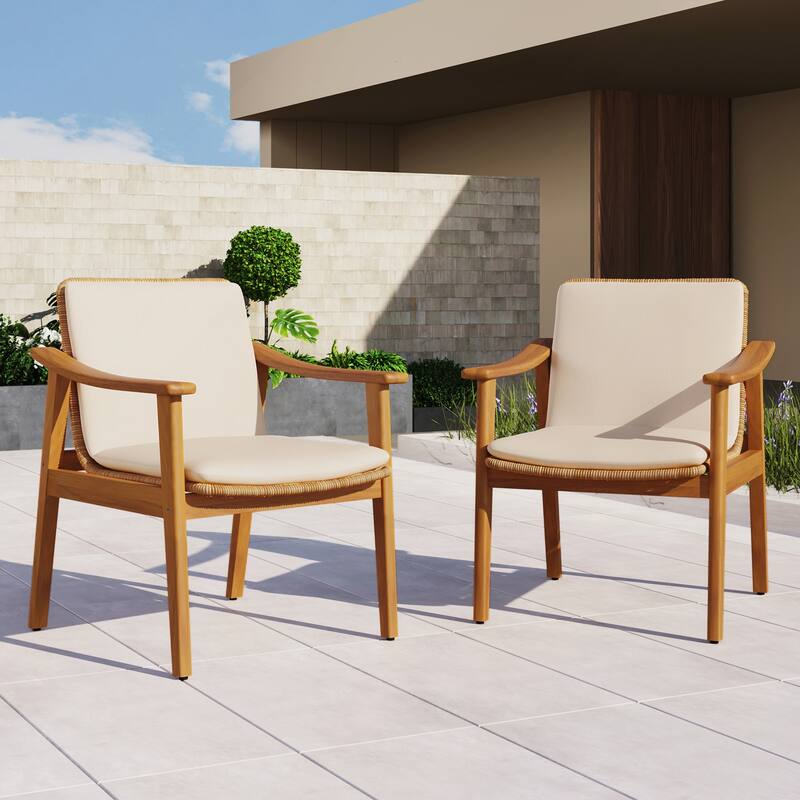 Outdoor Dining Chairs Set of 2 with Waterproof Cushion for Patios and Gardens