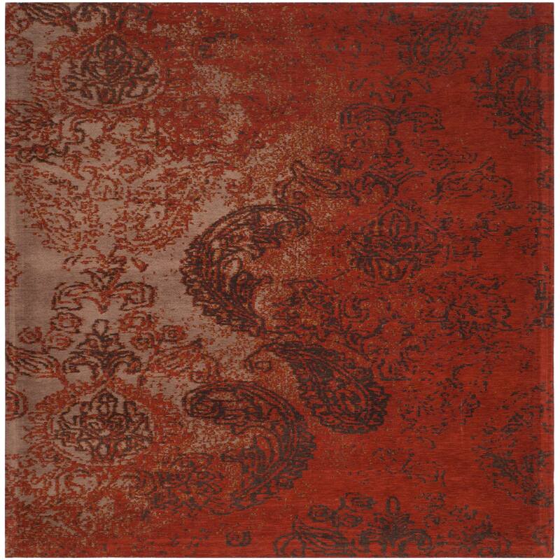 SAFAVIEH Classic Vintage Boho Niamh Distressed Oriental Cotton Rug - 6' Square - Rust/Brown