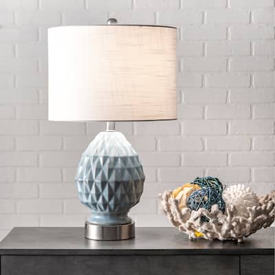 Nuloom 24" Textured Ceramic Egg Burlap Shade Table Lamp - 14"W x 14"D x 24"H