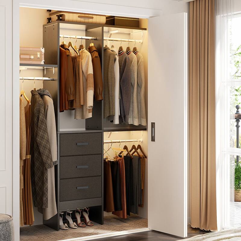 4FT Kid's Closet System with Fabric Drawers for Small Closet, Closet Organizer for Walk-in/ Reach-in Closet