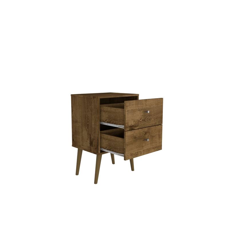 Modern Rustic Brown Nightstand with 2 Drawers