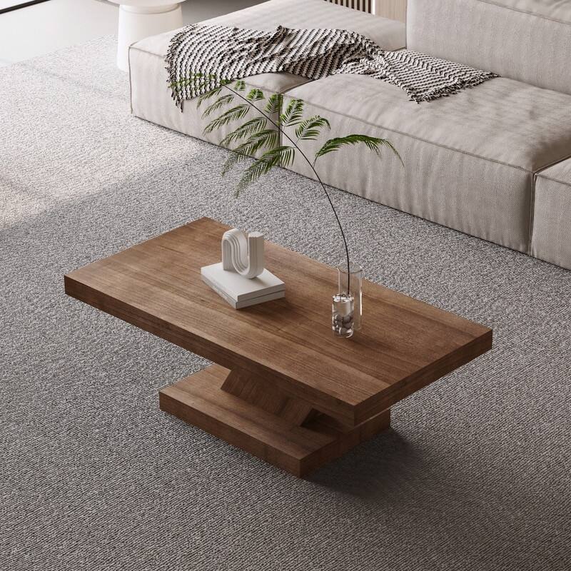 Modern 47" Cross Leg Coffee Table with Sturdy X-Shape Design and Solid Wood Veneer for Living Room