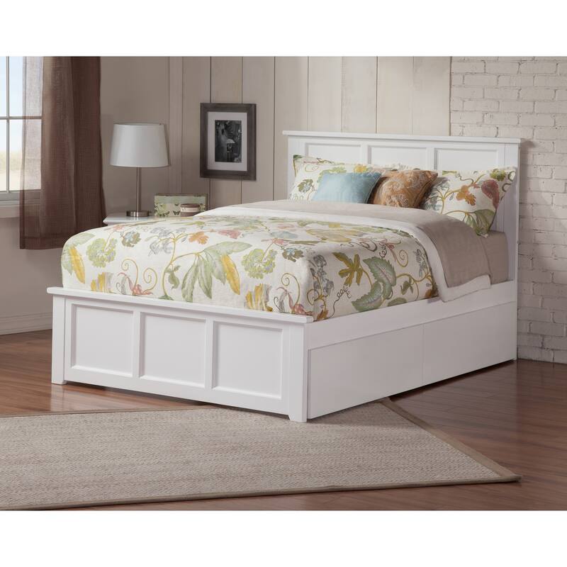 Platform Bed with Footboard & 2 Drawers - Solid Wood Storage Bed Frame