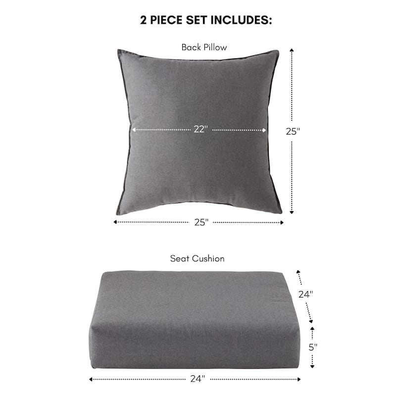 Sunbrella Fabric Outdoor 2-Piece Deep Seat Chair Cushion