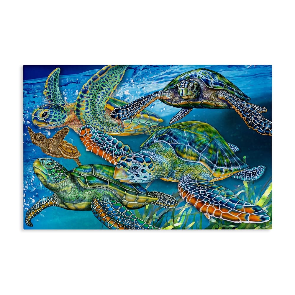 Stupell Tortoise Family Underwater Swim Canvas Wall Art Design By Tim Jeffs