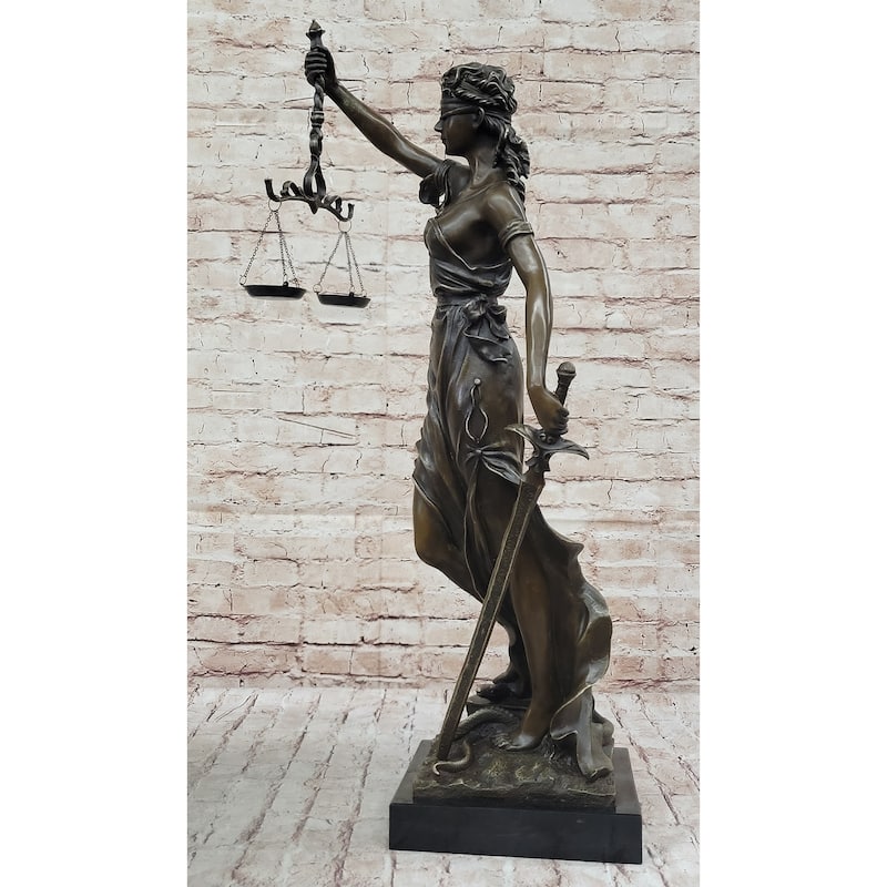 Themis Blind Lady Of Justice Bronze Sculpture Statue Lawyer Attorney Decor