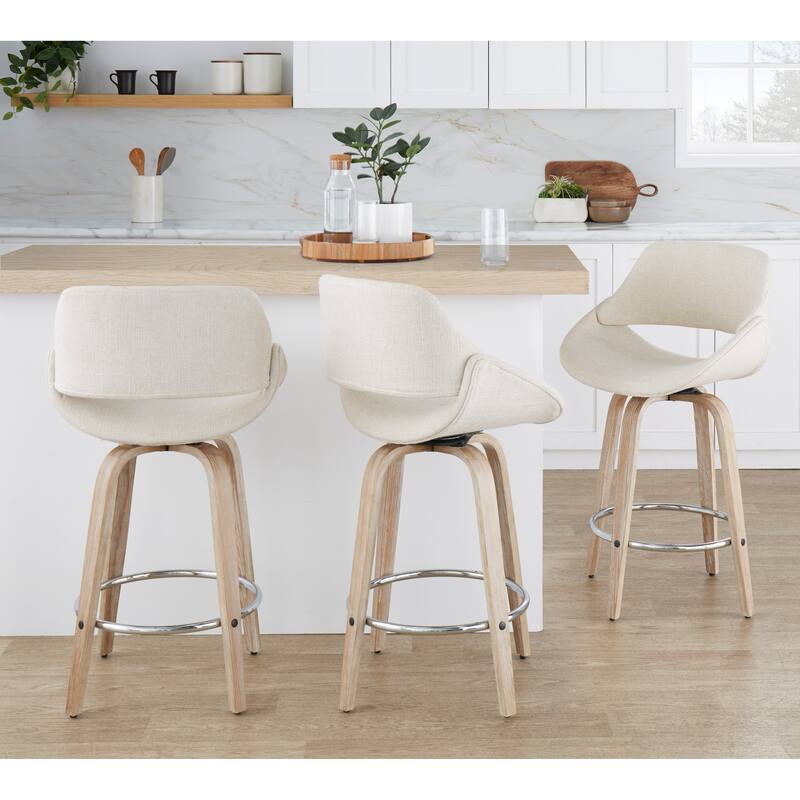 Carson Carrington Svellingen 26" Fixed-Height Counter Stool with Round Chrome Footrest (Set of 2)