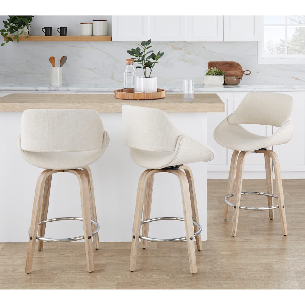 Carson Carrington Svellingen 26" Fixed-Height Counter Stool with Round Chrome Footrest (Set of 2)