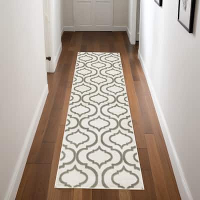 Bukux Power Loomed Abstract Stain Resistant Area Rug By HomeRoots - 87' X '27' X '0.5
