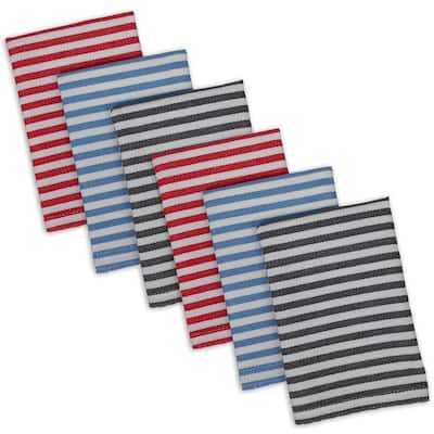 DII I Love Paris Striped Heavyweight Dishcloths Set/6