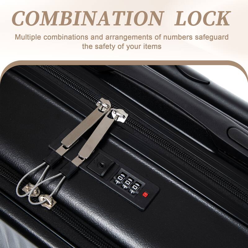 14"/20" 2 pcs/set in ABS Spinner Wheel Luggage, with Combination Lock and Front Opening Design, 14" Cosmetic Case