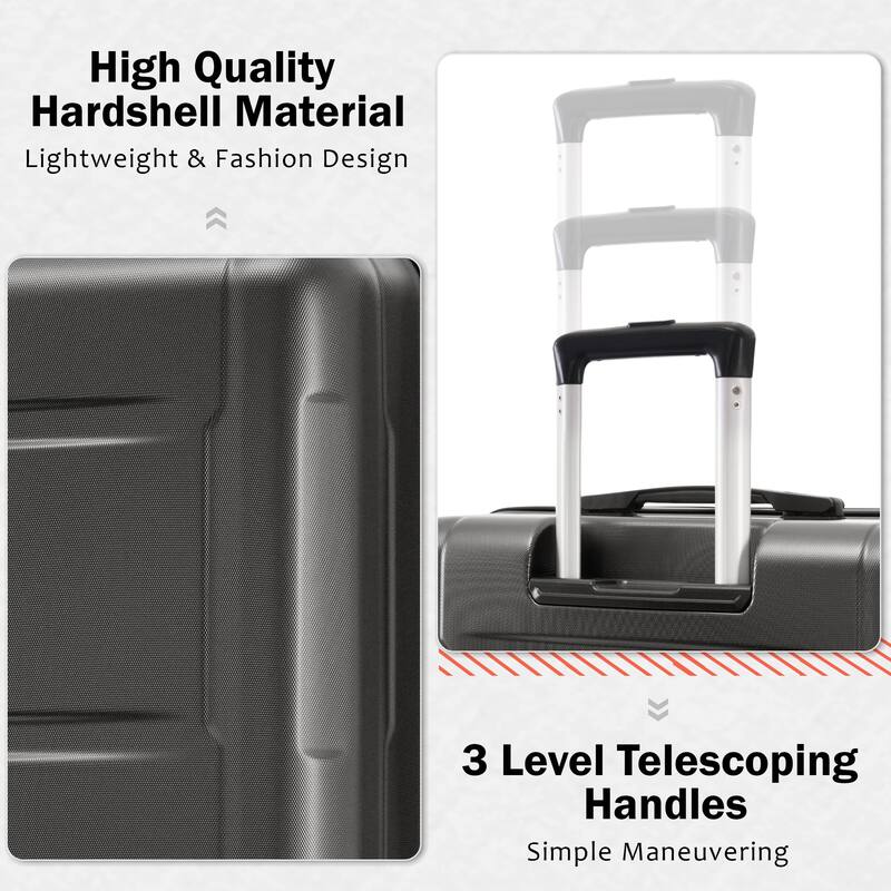 Carry On Lightweight Luggage, Suitcases with Spinner Wheels, 2 Piece Set (20/24), ABS+PC Hardshell Luggage with TSA Lock & Bags