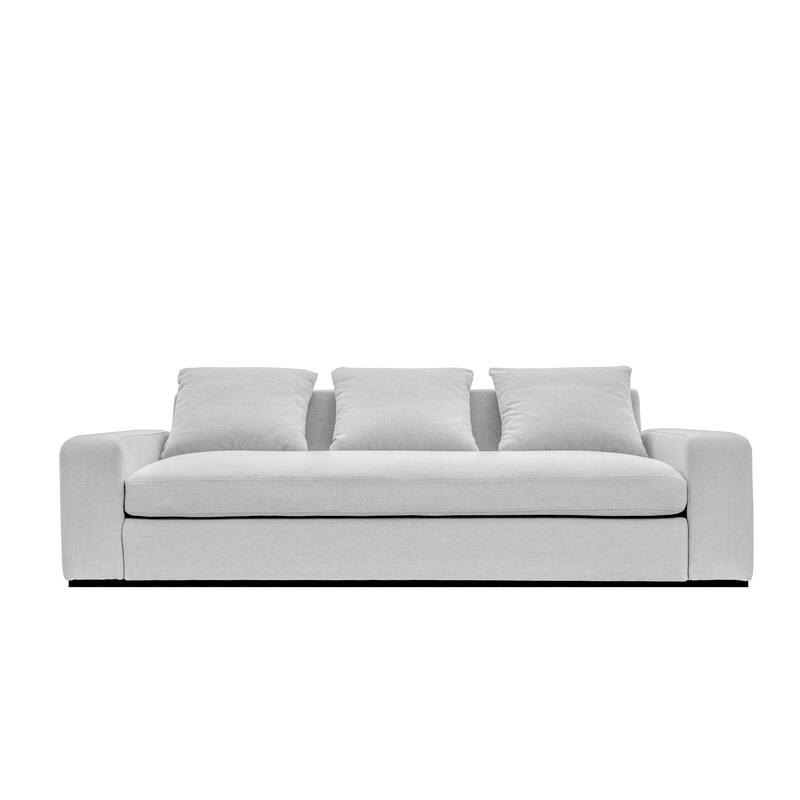 NADAAL STUDIOS Cavan Sofa, Wide Track Arms, Reversible Back Cushions, Feather-Fiber Bench Seat, Ivory - Grey