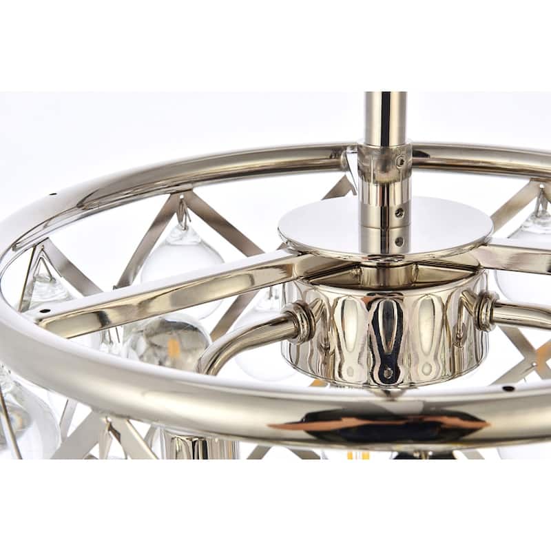 Royce Edge 3-Light Polished Nickel Pendant - polished nickel (royal cut clear crystals)