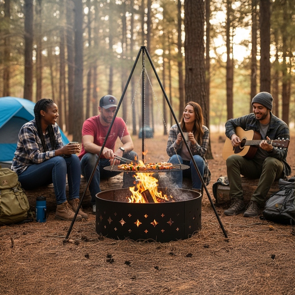Sunnydaze Campfire Tripod with Grill Grate - 30