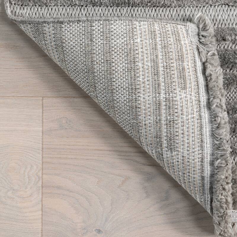 Nuloom Ziva Contemporary Abstract High-Low Fringe Area Rug