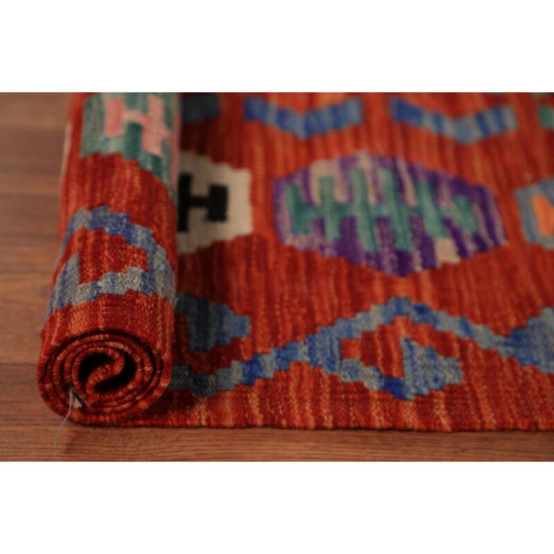All-Over Trellis Kilim Oriental Area Rug Flatweave Wool Carpet - 8'6"x 11'9"