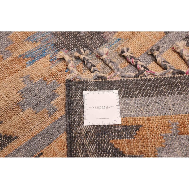 ECARPETGALLERY Flat-Weave Palas Denizli Tan Jute, Rayon Kilim - 5'3 x 7'9