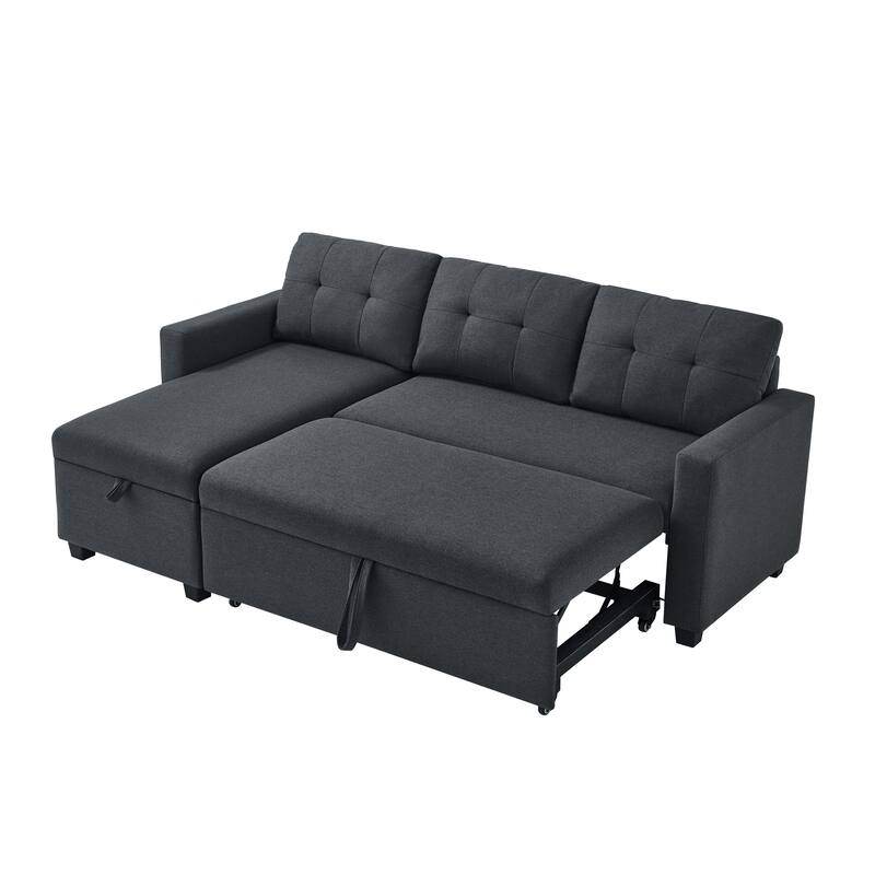 GDFStudio - Ethan Modern Pull-Out Sectional Sofa with Storage Chaise and Reversible Layout