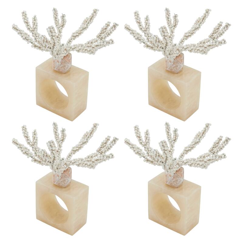 Coral Breeze Beaded Resin Napkin Ring (Set of 4)