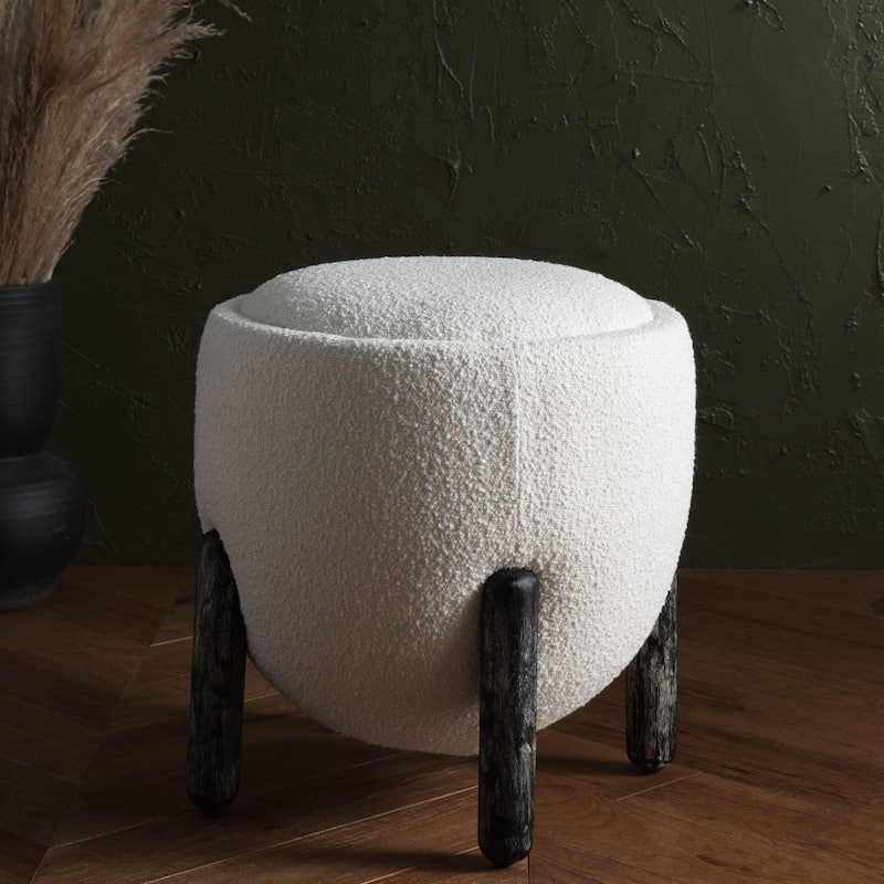 SAFAVIEH Couture Techiya Upholstered Ottoman (Fully Assembled) - 18 In W x 18 In D x 20 In H - 18Wx18Dx20H