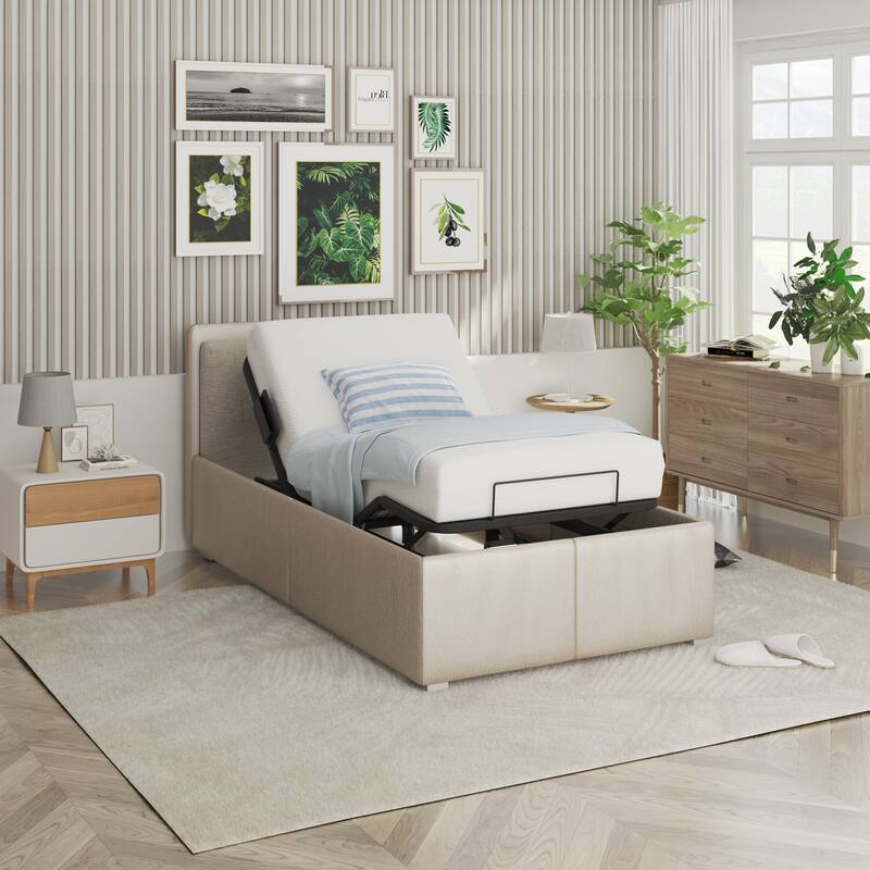 FunniHomi Twin XL/Queen/Split King Size Adjustable Bed Frame, Zero Clearance, Zero Gravity, Mattress Holder