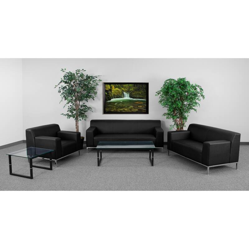 LeatherSoft Reception Room Set w/ Line Stitching &Stainless Steel Frame