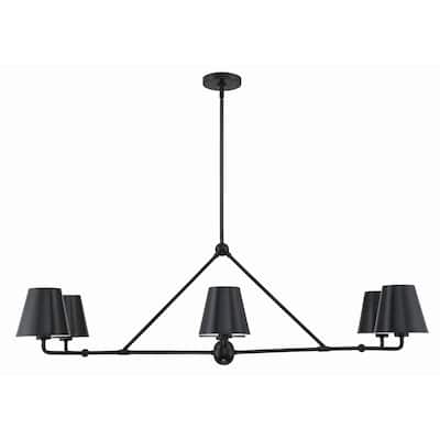 Xavier 6 Light Matte Black Chandelier - 46"W x 14.75"H