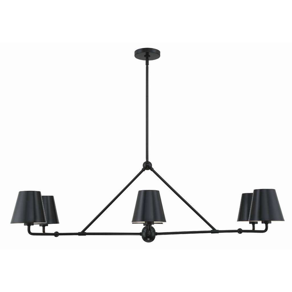 Xavier 6 Light Matte Black Chandelier - 46"W x 14.75"H