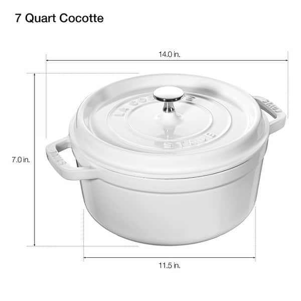 dimension image slide 6 of 8, Staub Cast Iron 7-qt Round Cocotte