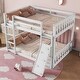 preview thumbnail 10 of 12, Twin over Twin Floor Bunk Bed with Playhouse Design, Ramp & Dual Ladders