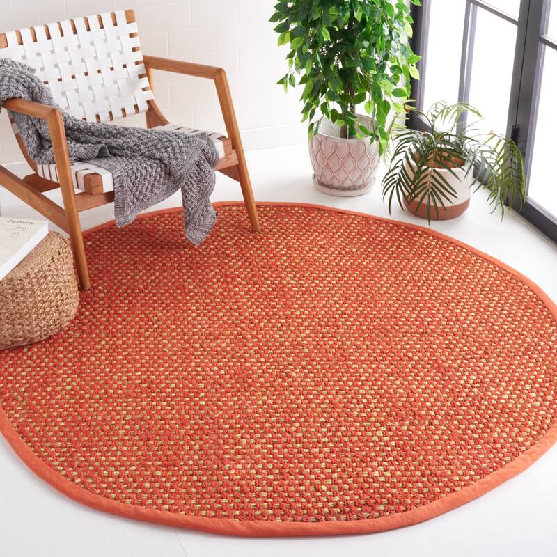 SAFAVIEH Handmade Natural Fiber Giada Jute Rug - 6' Round - Rust/Natural