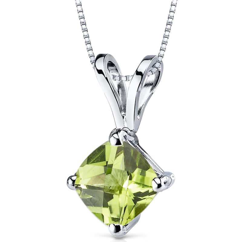 14k White Gold 0.88 ct Peridot Pendant Necklace