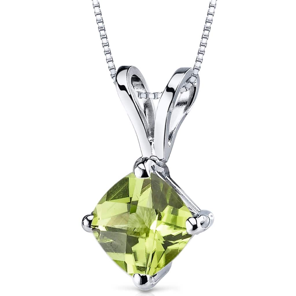 14k White Gold 0.88 ct Peridot Pendant Necklace