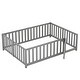 preview thumbnail 8 of 25, Full Size Wood Daybed with Fence Guardrails and 2 Drawers Split into Independent Floor Bed and Daybed, Gray