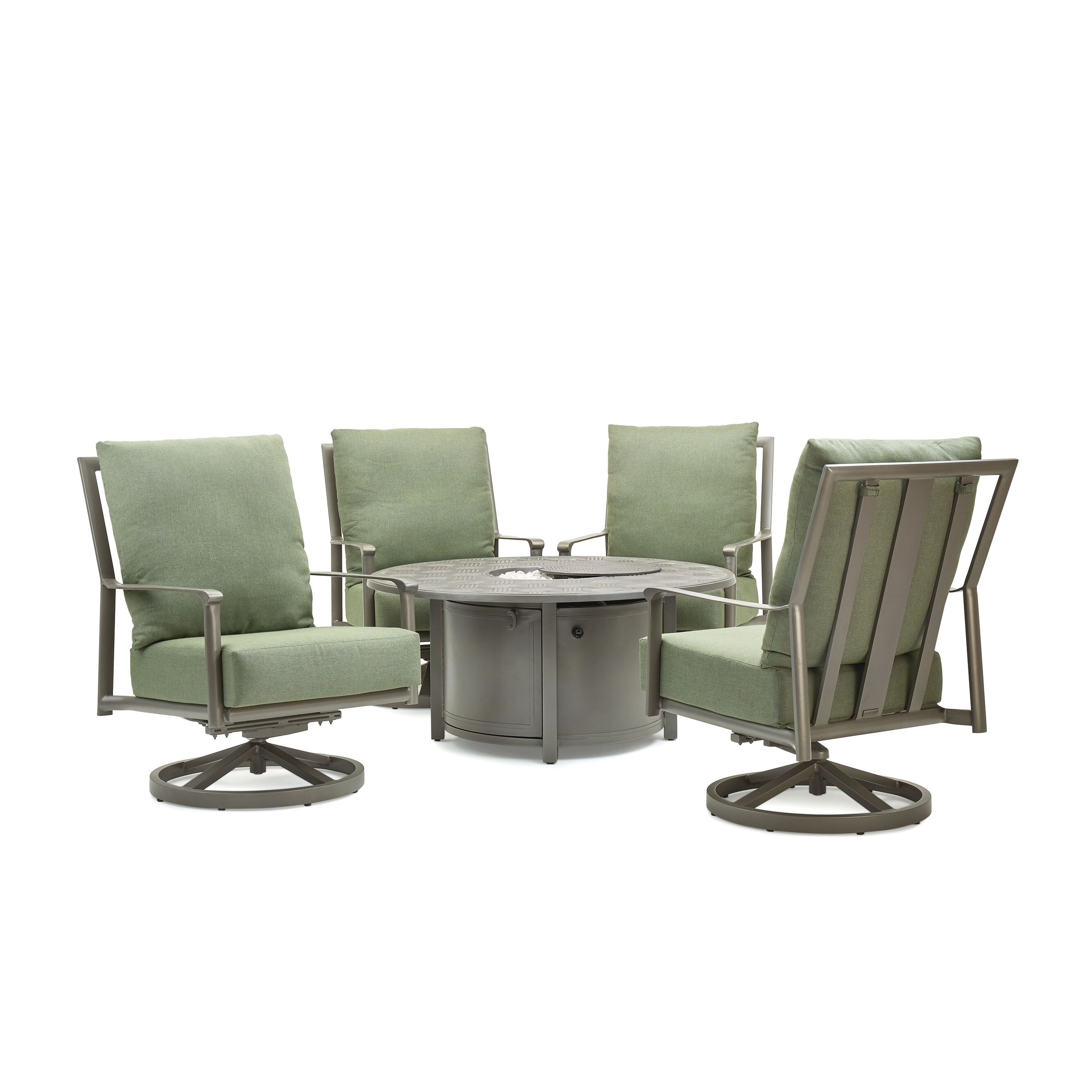 Aspen Cushion 5 Piece Seating Set with 4 High Back Swivel Rocker