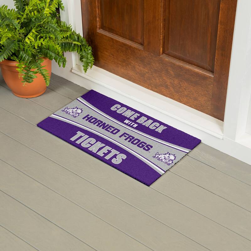 TCU 28 in. x 16 in. PVC "Come Back With Tickets" Trapper Door Mat