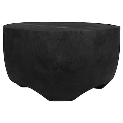 Hand Carved Levitate Coffee Accent Table - 23.5" - Black