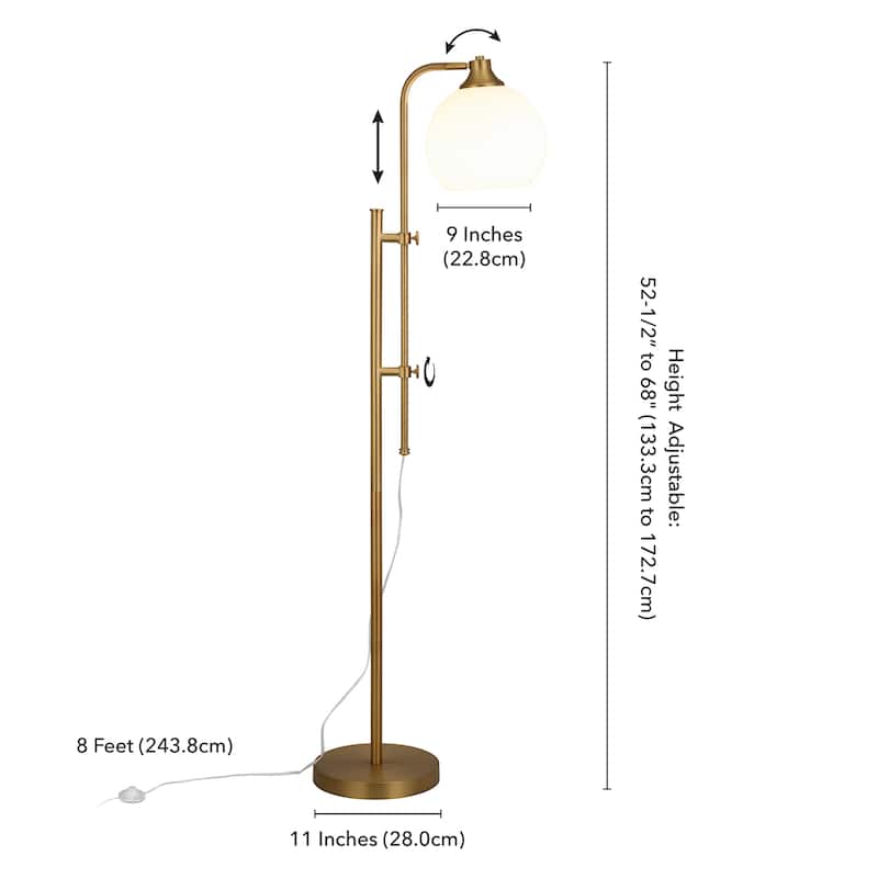 Antho Height Adjustable Floor Lamp with Glass Shade