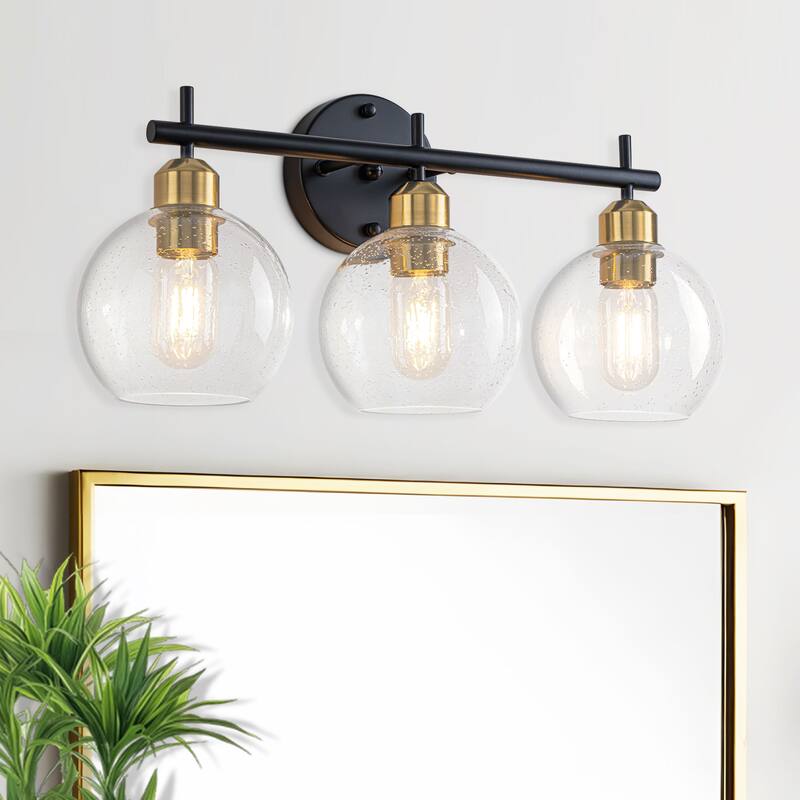 Starsky Modern 3-Light Dimmable Vanity Light with Seeded Glass Globes
